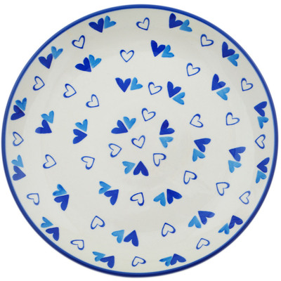 Polish Pottery Dinner Plate 10&frac12;-inch Heart Blues