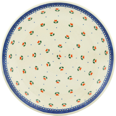 Polish Pottery Dinner Plate 10&frac12;-inch Heart Tulips