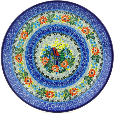 Polish Pottery Dinner Plate 10&frac12;-inch Hidden Cottage UNIKAT