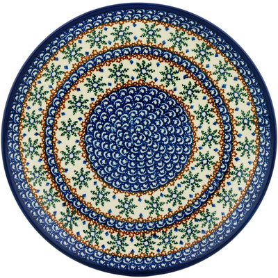 Polish Pottery Dinner Plate 10&frac12;-inch Jade Snowflakes UNIKAT