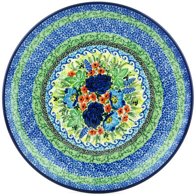 Polish Pottery Dinner Plate 10&frac12;-inch Joyful Blue UNIKAT