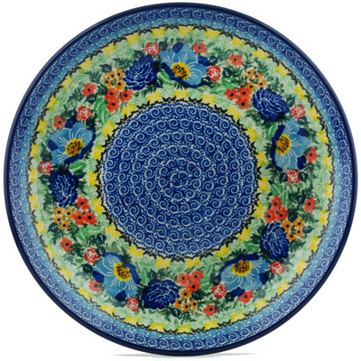 Polish Pottery Dinner Plate 10&frac12;-inch Kisses Of Blue UNIKAT