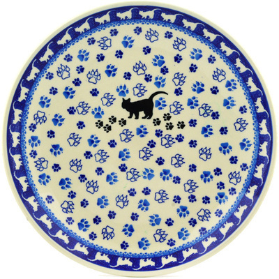 Polish Pottery Dinner Plate 10&frac12;-inch Kitty Prints