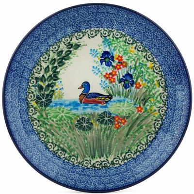 Polish Pottery Dinner Plate 10&frac12;-inch Lake Wildflower UNIKAT