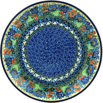 Polish Pottery Dinner Plate 10&frac12;-inch Lupines And Roses UNIKAT