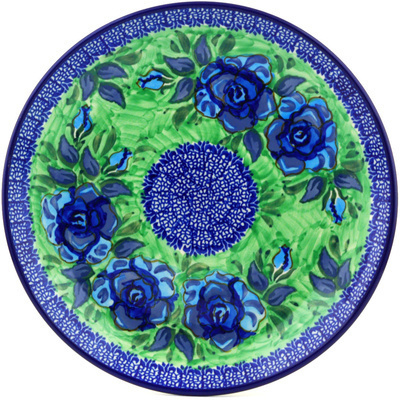 Polish Pottery Dinner Plate 10&frac12;-inch Matisse Flowers Cobalt UNIKAT