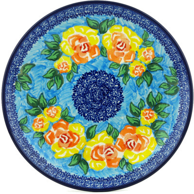Polish Pottery Dinner Plate 10&frac12;-inch Matisse Flowers Golden UNIKAT