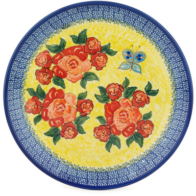 Polish Pottery Dinner Plate 10&frac12;-inch Matisse Flowers UNIKAT