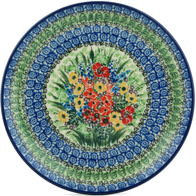 Polish Pottery Dinner Plate 10&frac12;-inch Meadow Flowers UNIKAT