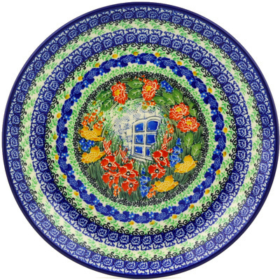 Polish Pottery Dinner Plate 10&frac12;-inch My Garden Window UNIKAT