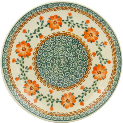 Polish Pottery Dinner Plate 10&frac12;-inch Orange Poppies