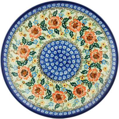 Polish Pottery Dinner Plate 10&frac12;-inch Orange Wreath UNIKAT
