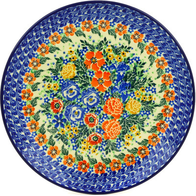 Polish Pottery Dinner Plate 10&frac12;-inch Pansies And Carnations UNIKAT
