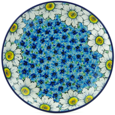 Polish Pottery Dinner Plate 10&frac12;-inch Pansies And Daisies UNIKAT