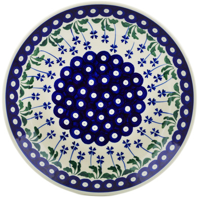 Polish Pottery Dinner Plate 10&frac12;-inch Peacock Clover