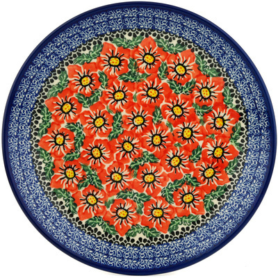 Polish Pottery Dinner Plate 10&frac12;-inch Popping Poppies UNIKAT