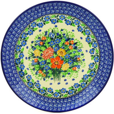 Polish Pottery Dinner Plate 10&frac12;-inch Poppy Bouquet UNIKAT
