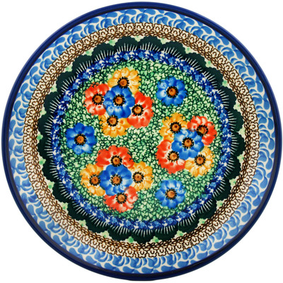Polish Pottery Dinner Plate 10&frac12;-inch Primary Flower Clusters UNIKAT