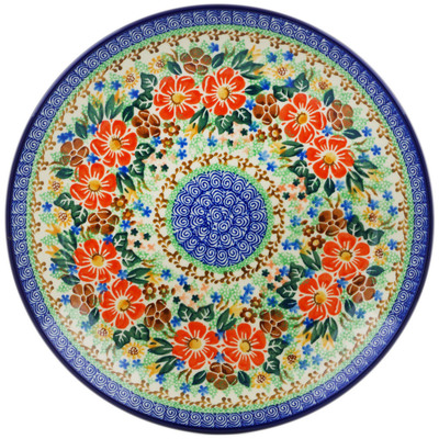 Polish Pottery Dinner Plate 10&frac12;-inch Pristine Pansy UNIKAT