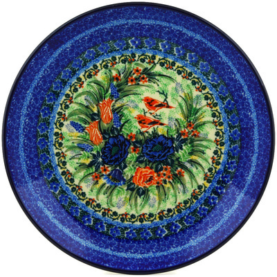 Polish Pottery Dinner Plate 10&frac12;-inch Red Bird Surprise UNIKAT