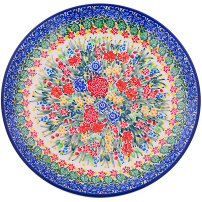 Polish Pottery Dinner Plate 10&frac12;-inch Red Bouquet UNIKAT