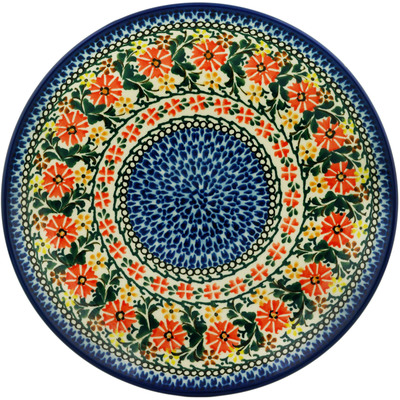 Polish Pottery Dinner Plate 10&frac12;-inch Red Chickory Circle UNIKAT