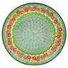 Polish Pottery Dinner Plate 10&frac12;-inch Red Flora On Green Daisy UNIKAT