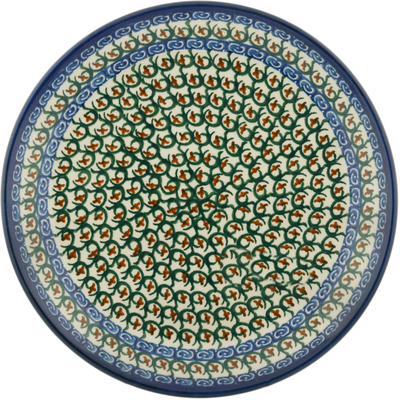 Polish Pottery Dinner Plate 10&frac12;-inch Red Flower Vines