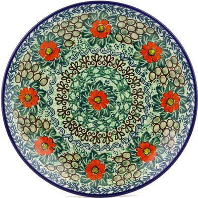 Polish Pottery Dinner Plate 10&frac12;-inch Red Poppy Flower UNIKAT
