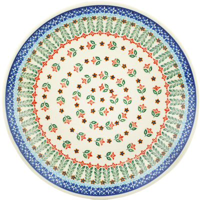Polish Pottery Dinner Plate 10&frac12;-inch Red Tulip Chain