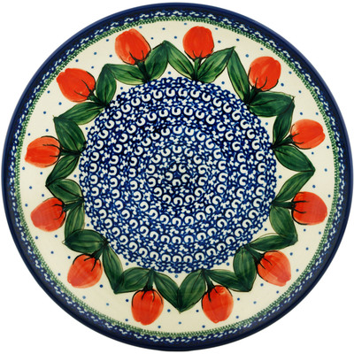 Polish Pottery Dinner Plate 10&frac12;-inch Red Tulip Circle UNIKAT