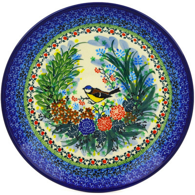 Polish Pottery Dinner Plate 10&frac12;-inch Robbin&#039;s Meadow UNIKAT