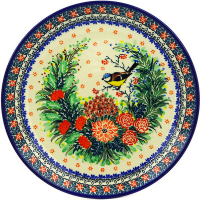Polish Pottery Dinner Plate 10&frac12;-inch Robbin&#039;s Meadow UNIKAT