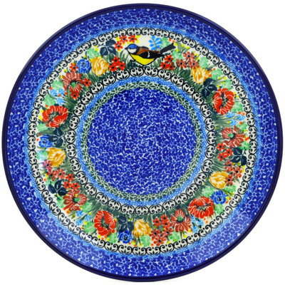 Polish Pottery Dinner Plate 10&frac12;-inch Robin&#039;s Wreath UNIKAT