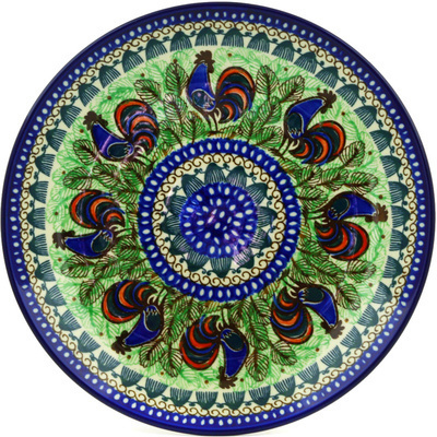 Polish Pottery Dinner Plate 10&frac12;-inch Rooster Row UNIKAT