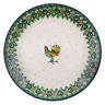 Polish Pottery Dinner Plate 10&frac12;-inch Rooster&#039;s Crow UNIKAT