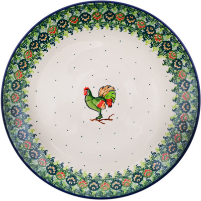 Polish Pottery Dinner Plate 10&frac12;-inch Rooster&#039;s Crow UNIKAT