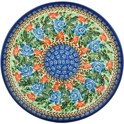 Polish Pottery Dinner Plate 10&frac12;-inch Roses In The Wind UNIKAT