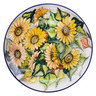 Polish Pottery Dinner Plate 10&frac12;-inch Royal Sunflowers UNIKAT
