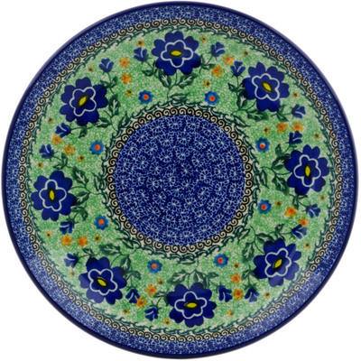 Polish Pottery Dinner Plate 10&frac12;-inch Sapphire Pansies UNIKAT
