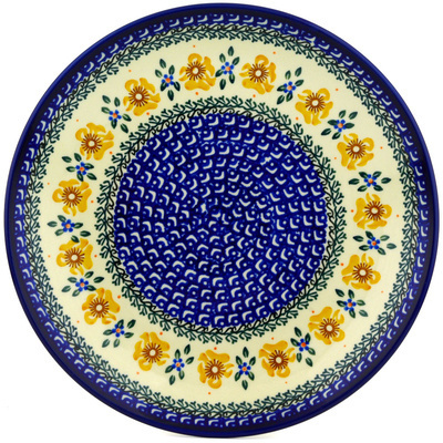 Polish Pottery Dinner Plate 10&frac12;-inch Sea Fall Yellow Flowers