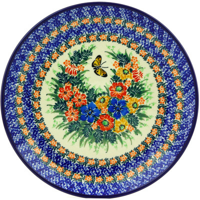 Polish Pottery Dinner Plate 10&frac12;-inch Slendid Butterfly Garden UNIKAT
