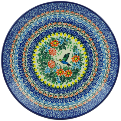 Polish Pottery Dinner Plate 10&frac12;-inch Solo Hummingbird UNIKAT