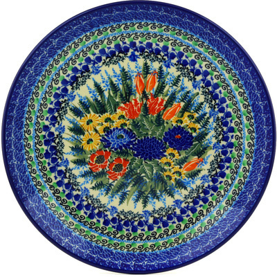 Polish Pottery Dinner Plate 10&frac12;-inch Splendid Blue Bell UNIKAT