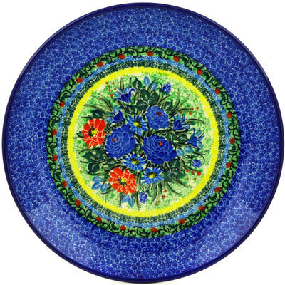 Polish Pottery Dinner Plate 10&frac12;-inch Splendid Rose Meadow UNIKAT
