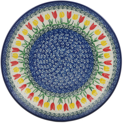 Polish Pottery Dinner Plate 10&frac12;-inch Spring Tulip Field