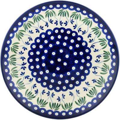 Polish Pottery Dinner Plate 10&frac12;-inch Springing Fan Flowers