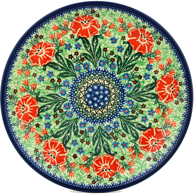 Polish Pottery Dinner Plate 10&frac12;-inch Sprouting Daisies UNIKAT
