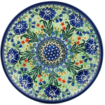 Polish Pottery Dinner Plate 10&frac12;-inch Sprouting Daisies UNIKAT