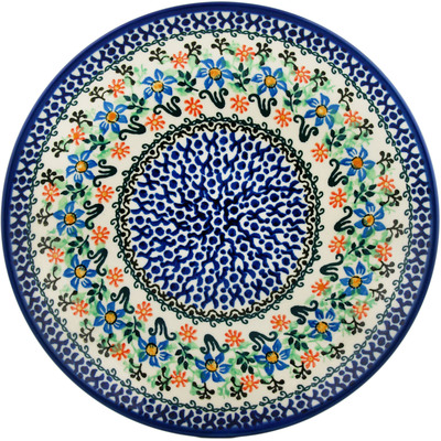Polish Pottery Dinner Plate 10&frac12;-inch Sprouting Star Flower UNIKAT